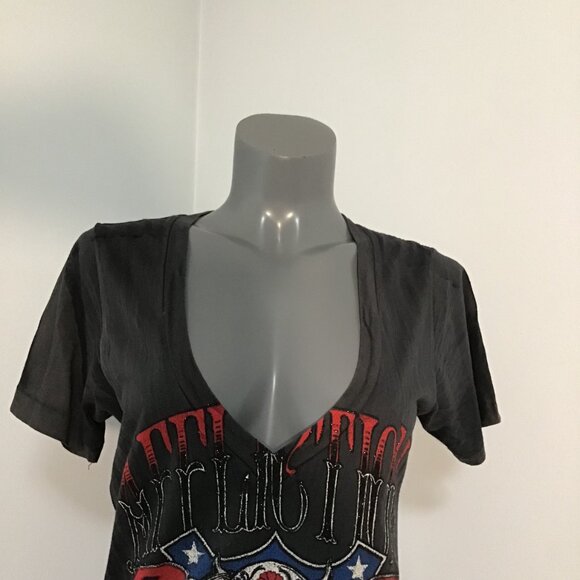 Affliction American Customs Live Fast Deep V-Neck T-Shirt Size L - Picture 2 of 12